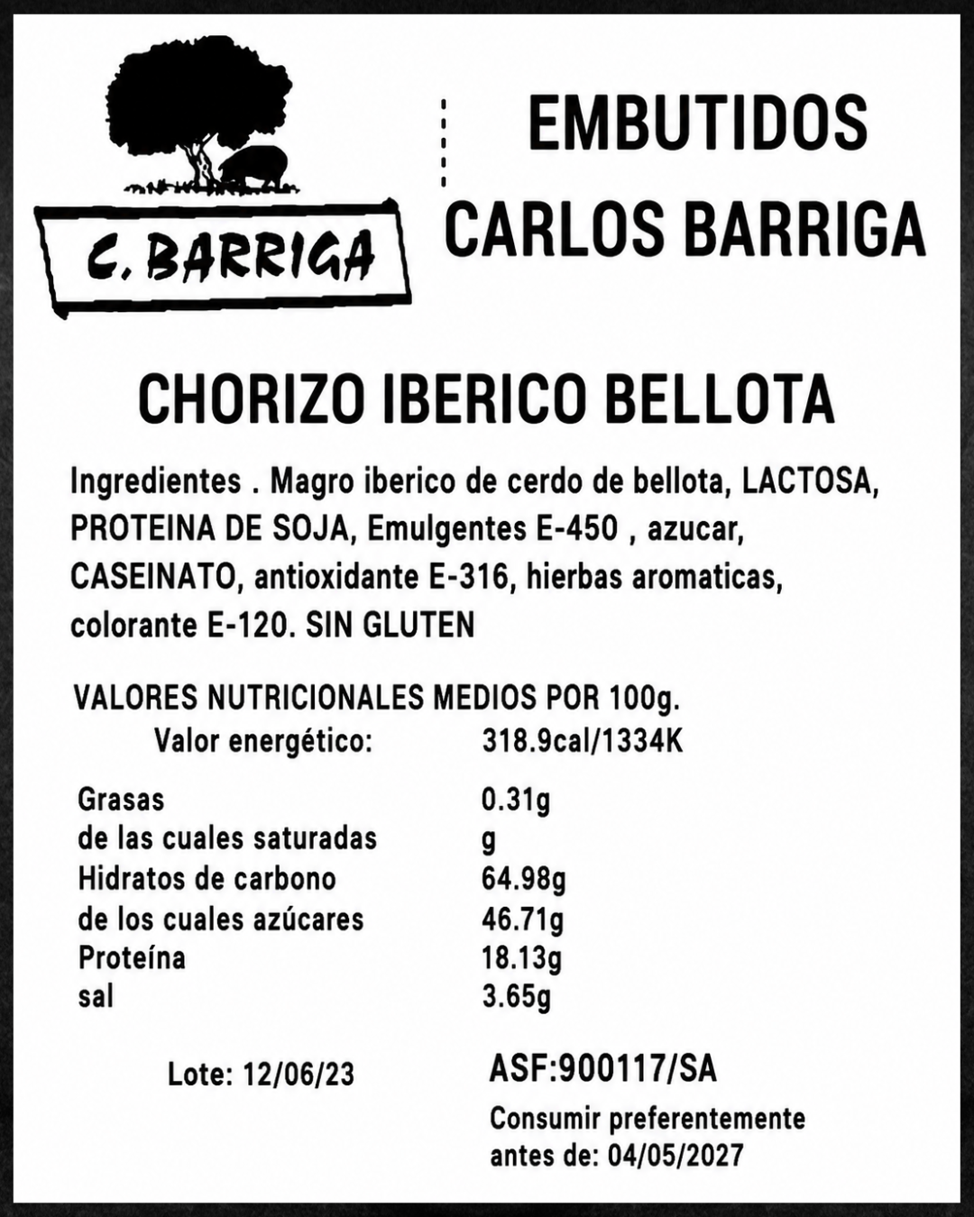 Chorizo Ibérico de Bellota -Compra online