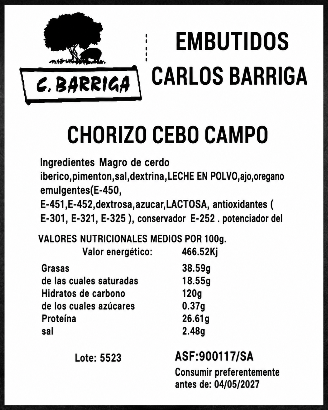 Chorizo Ibérico Cebo de Campo - Compra online