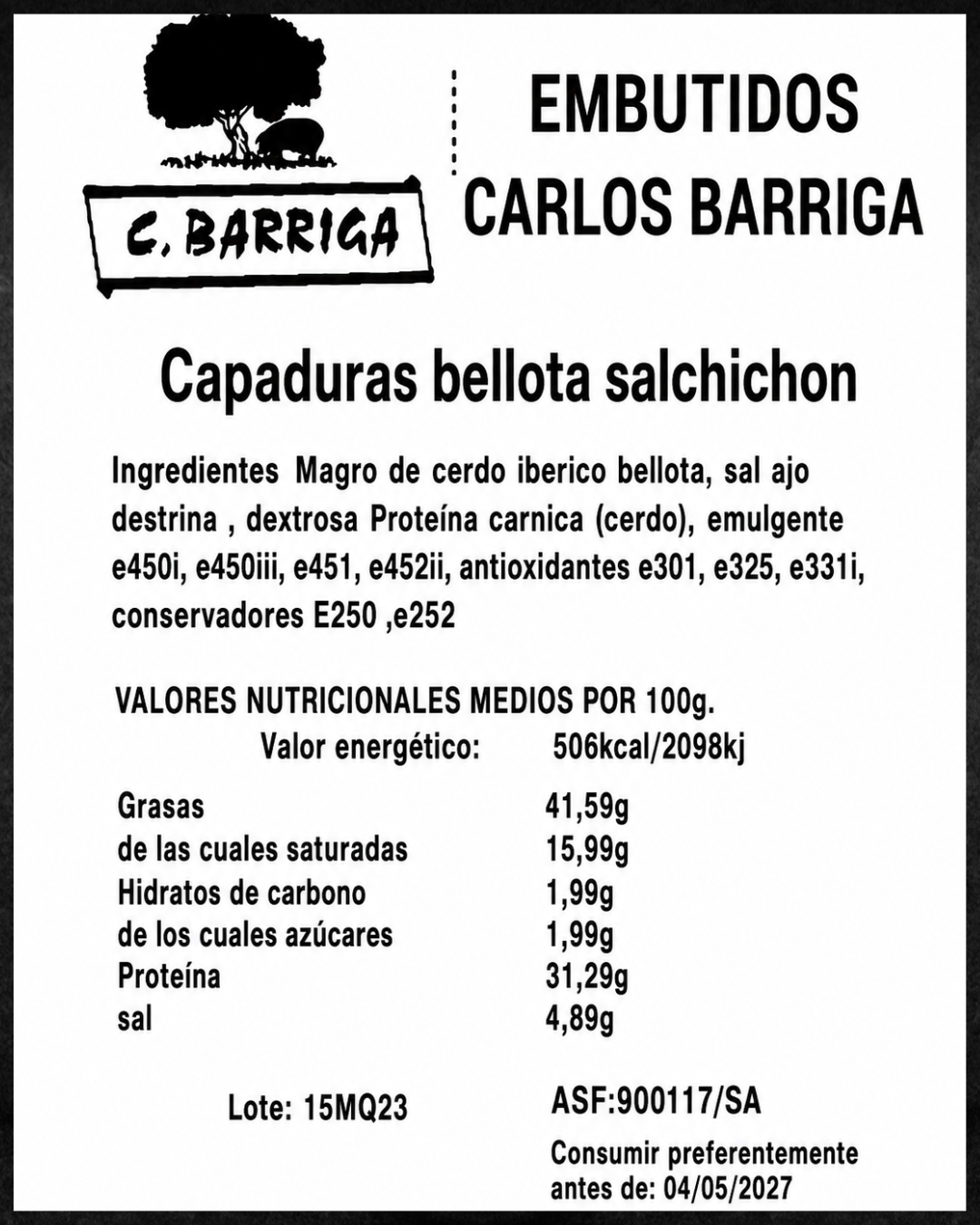 Capaduras Bellota Salchichón