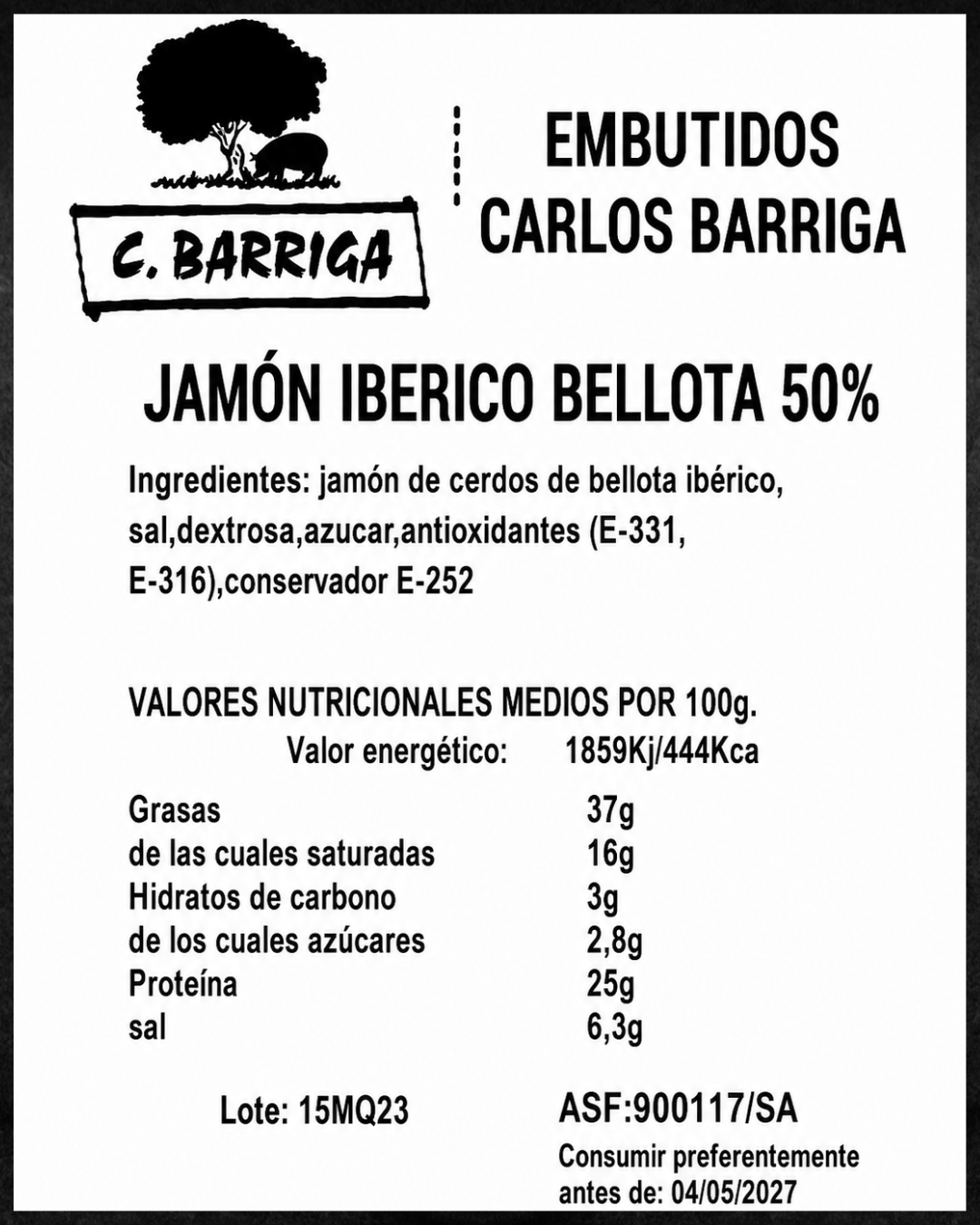 Jamón Ibérico de Bellota 50% -Compra online