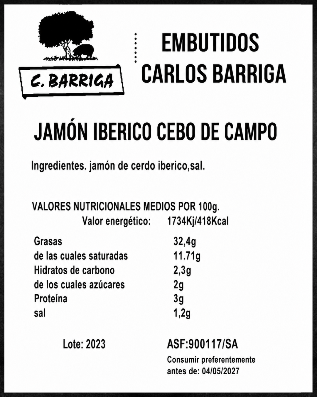 Jamón Ibérico Cebo de Campo - Compra online