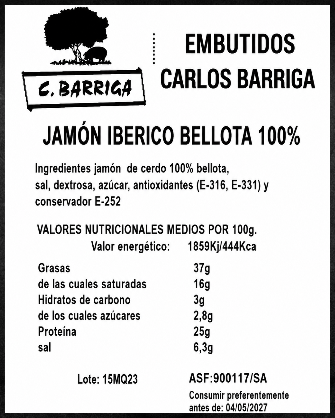 Jamón Ibérico de Bellota 100% -Compra online