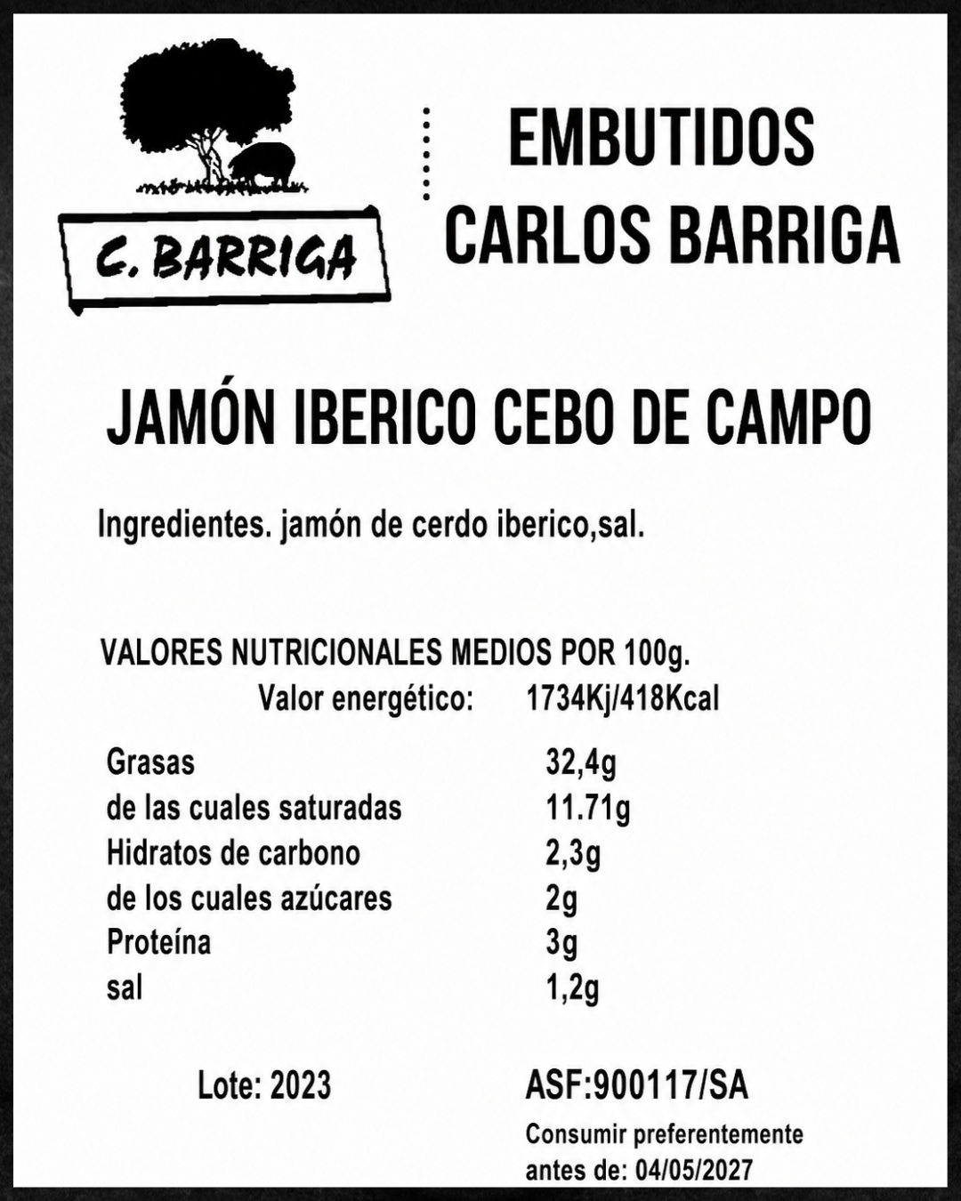 Jamón Ibérico Cebo de Campo -Compra online