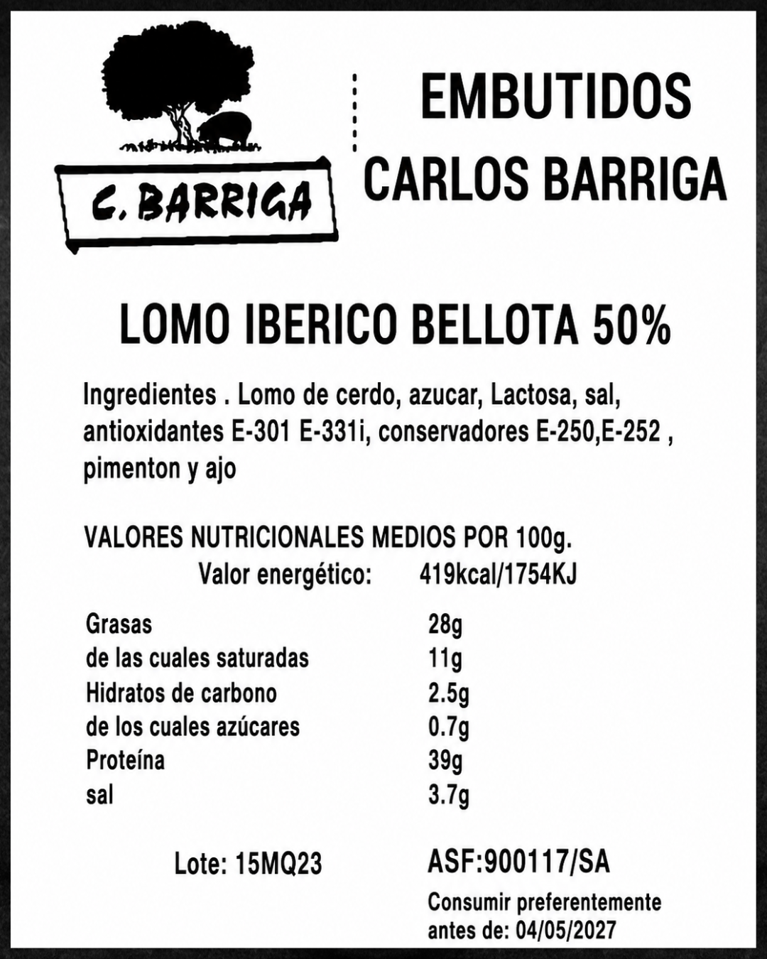 Lomo Ibérico Bellota 50% -Compra online