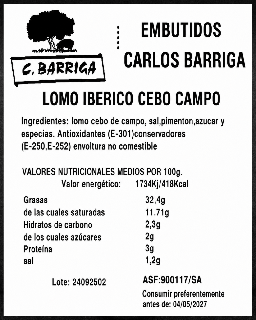 Lomo Ibérico Cebo de Campo - Compra online